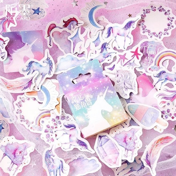 Dreamy Fairytale, Pastel Unicorn Stickers, 46 Deco Stickers - Picture 2 of 9